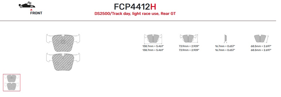 FCP4412H - Pastillas de freno Ferodo DS2500