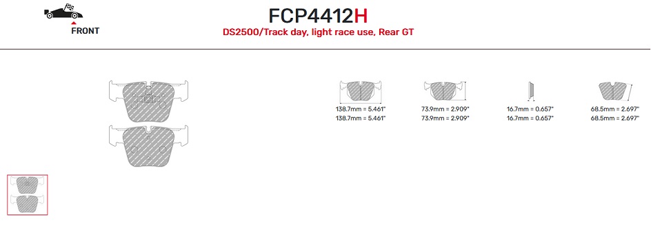 FCP4412H - Plaquettes Ferodo DS2500