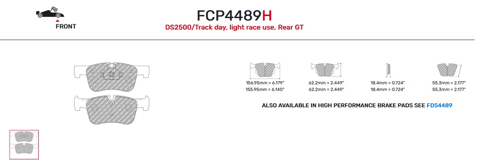 FCP4489H - Plaquettes Ferodo DS2500