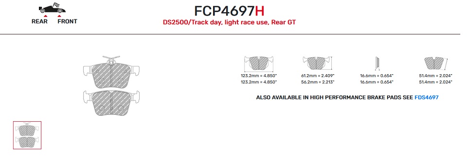 FCP4697H - Pastillas de freno Ferodo DS2500