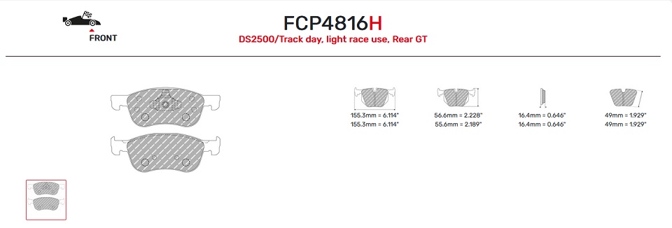 FCP4816H - Plaquettes Ferodo DS2500