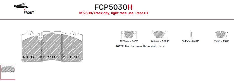 FCP5030H - Pastillas de freno Ferodo DS2500