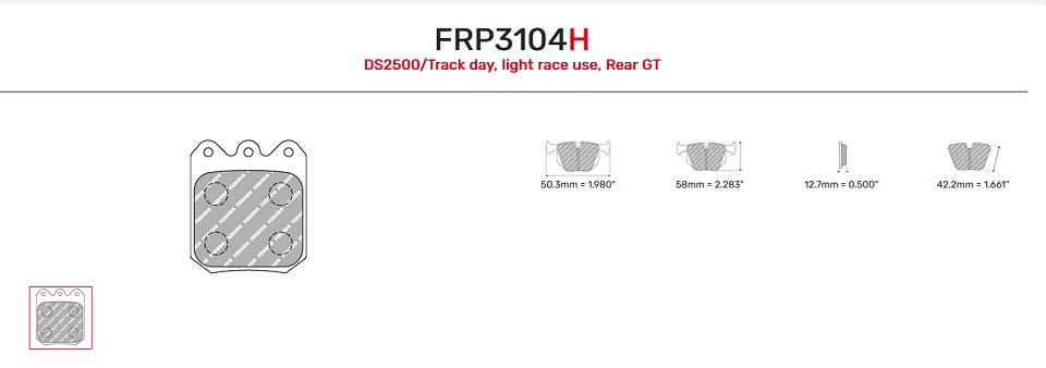 FRP3104H - Pastillas de freno Ferodo DS2500