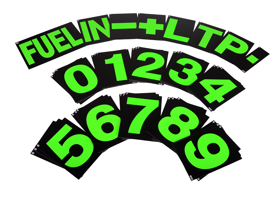 STANDARD PIT BOARD NUMBER SET - HI VIS GREEN