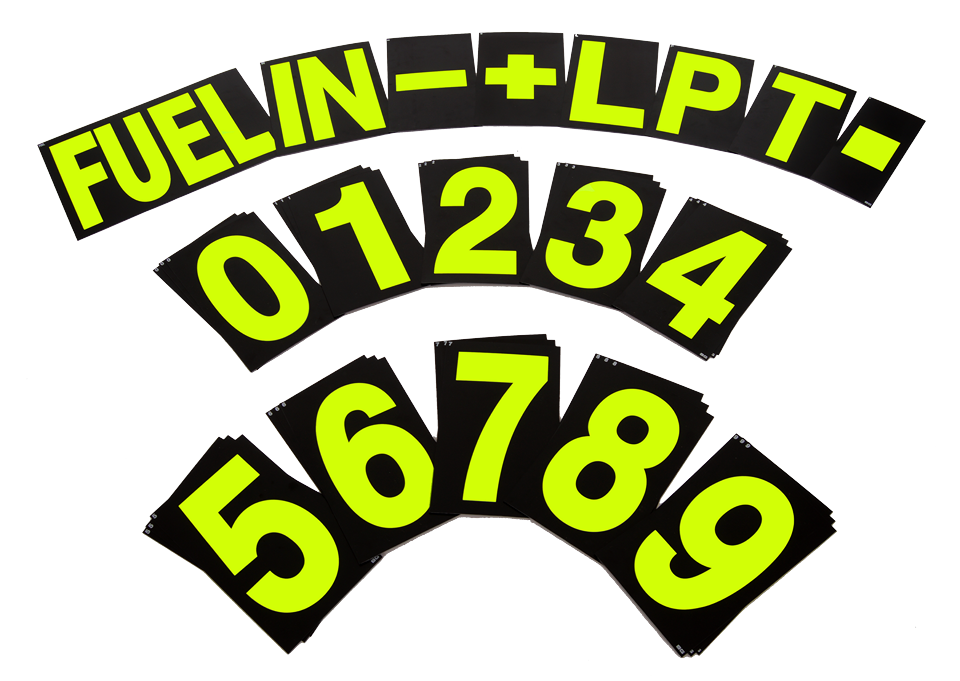 STANDARD PIT BOARD NUMBER SET - HI VIS YELLOW