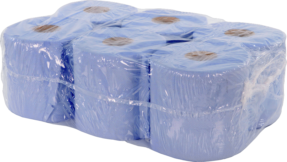 BLUE PAPER TOWEL ROLL (x 6) 2 PLY - 19cm x 19cm - 400 SHEETS