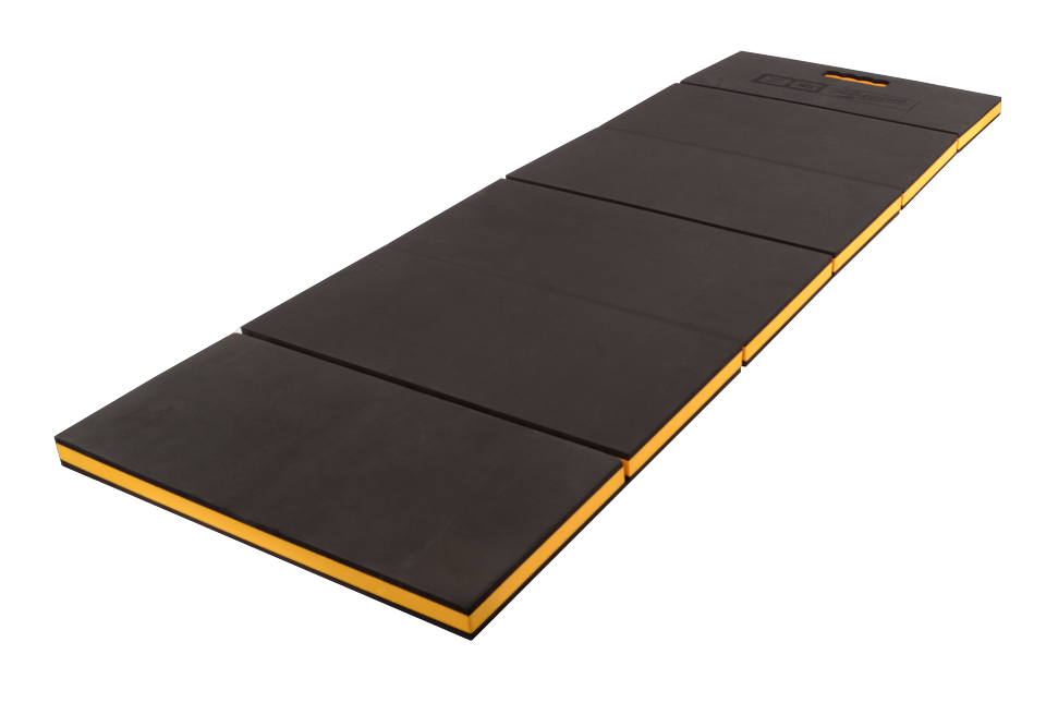Matelas pour mécano mousse 1210x420x30 - Pliant 3 en 1 - Noir et jaune