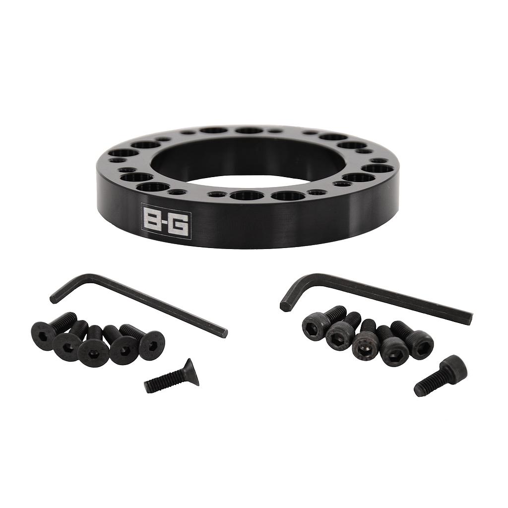 15mm Entretoise Volant 6x70 PCD - 10mm de déport (avec vis) - ALUMINIUM - NOIR