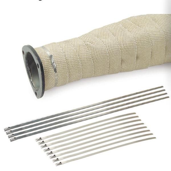 Full set of stainless steel locking ties for heat shield insulating wrap 