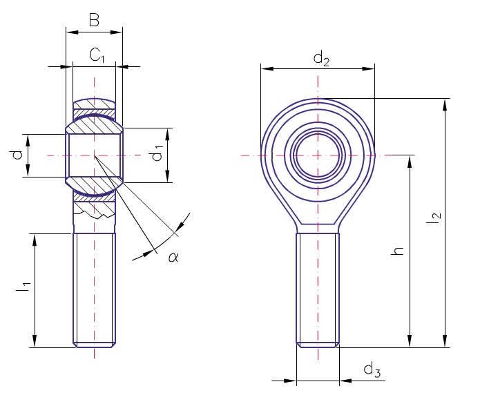 Rod end male - right hand thread - Askubal