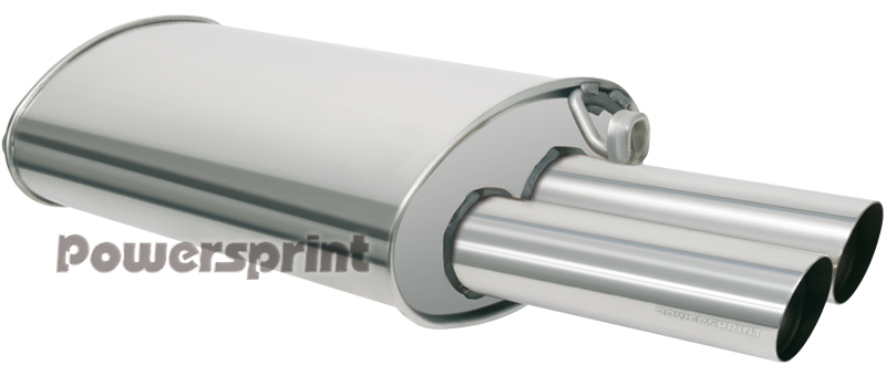 Powersprint stainless steel rear silencer for E30M3 - Double-round tail pipe Ø 76 mm