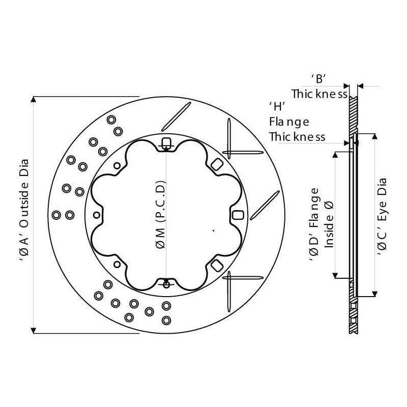 Disco de freno AP RACING Ø280 x 9.6 mm - 8 grooves
