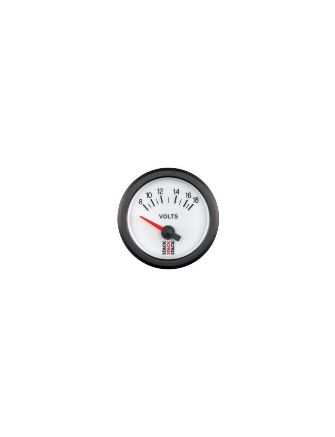 STACK Gauge Voltmeter 8-18 volt electrical (White)