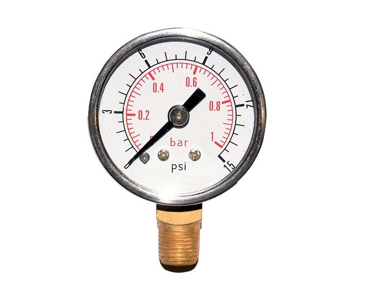 Manomètre de pression d'essence 0 -1 bar (1/8x27 NPF) 0-15 Psi