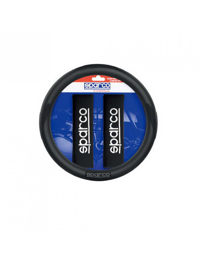 COUVRE VOLANT +  FOURREAUX NOIRS SPARCO