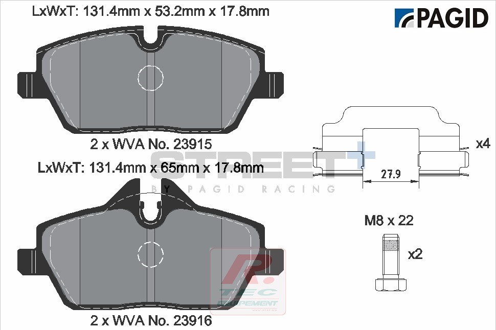 T8050 - Pagid brake pads Street+