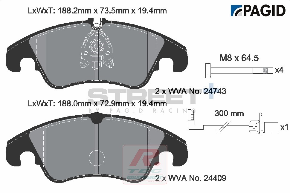 T8093 - Pagid brake pads Street+