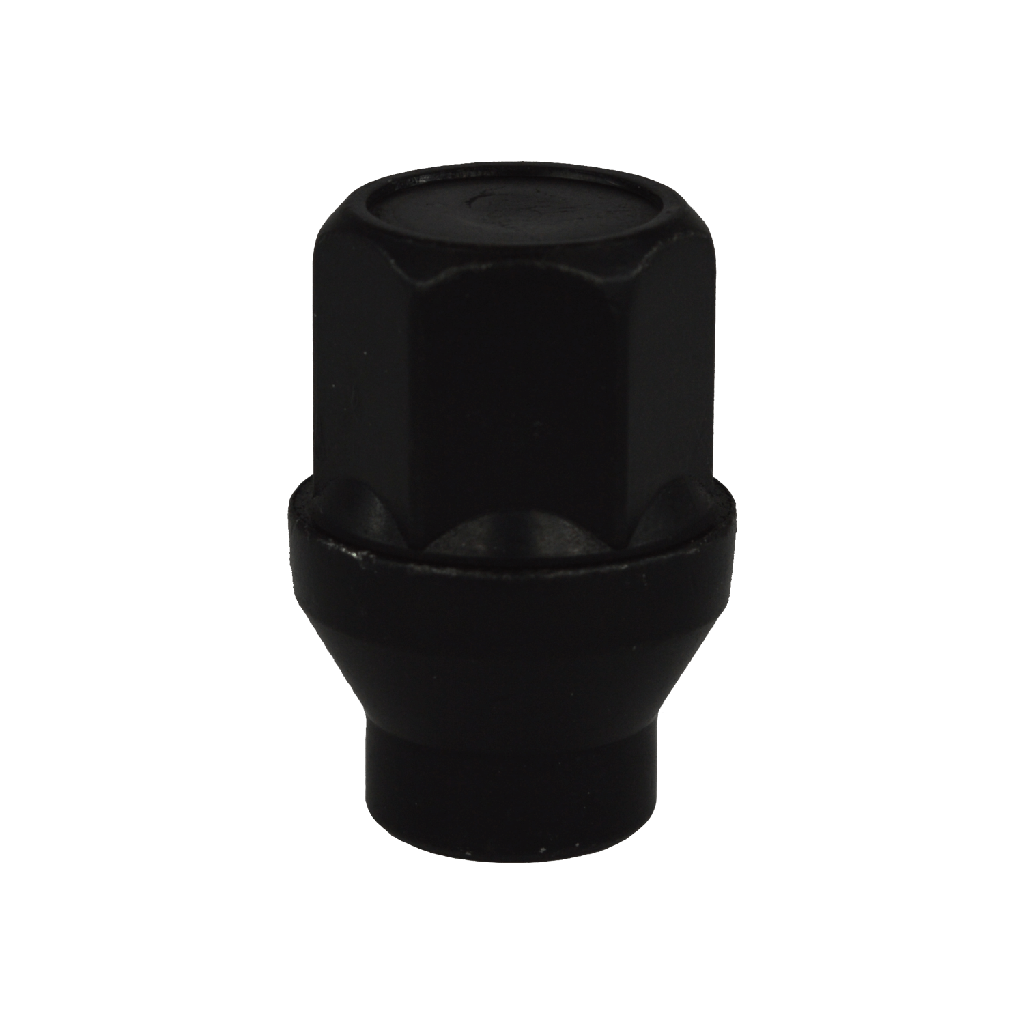 Closed end lug nut M12x1.5, hex 19, L : 34 mm, Black, zinc