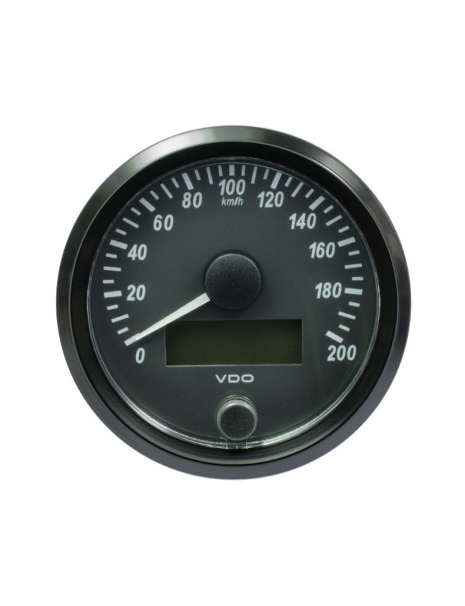 Compte-tours VDO Singleviu Ø 80mm fond noir 200KM/H