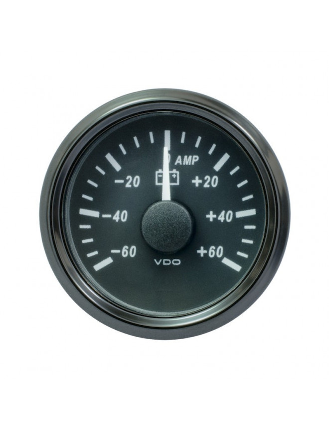 Ampèremètre VDO Singleviu Ø 52mm Fond Noir -60A/+60A