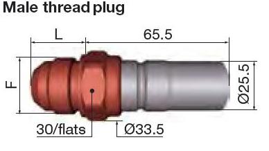 Staübli male thread socket - Dash 12