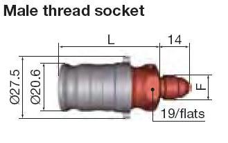 Staübli male thread socket - Dash 4