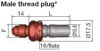 Staübli male thread socket - Dash 6