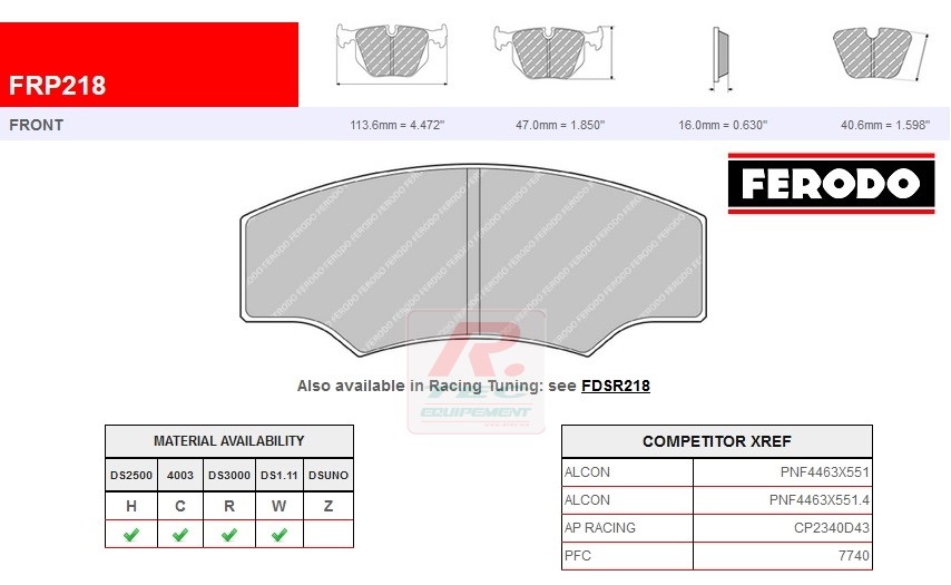FRP218R - Plaquettes Ferodo DS3000