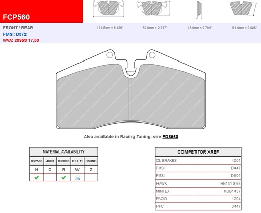 [FCP560W] FCP560W - Ferodo brake pads DS1.11