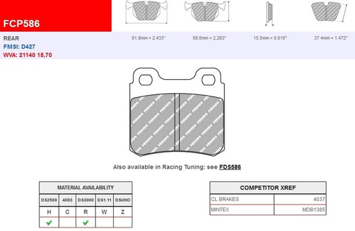 [FCP586R] FCP586R - Plaquettes Ferodo DS3000