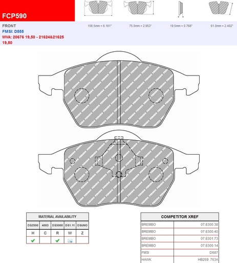 [FCP590W] FCP590W - Ferodo brake pads DS1.11