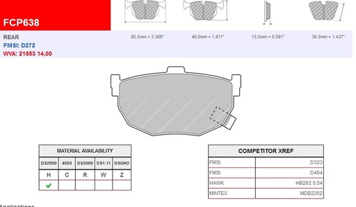 [FCP638H] FCP638H - Ferodo remblokken DS2500