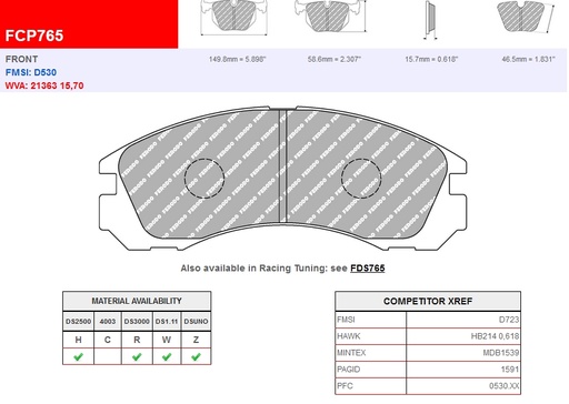 [FCP765W] FCP765W - Ferodo brake pads DS1.11