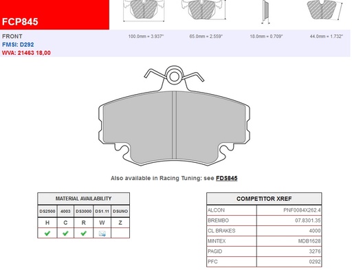 [FCP845C] FCP845C - Ferodo brake pads FER4003
