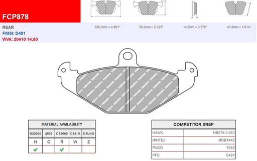 [FCP878R] FCP878R - Ferodo brake pads DS3000