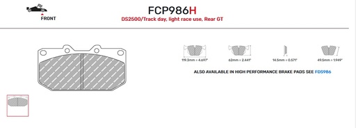 [FCP986R] FCP986R - Ferodo remblokken DS3000