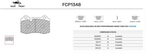 [FCP1348R] FCP1348R - Plaquettes Ferodo DS3000