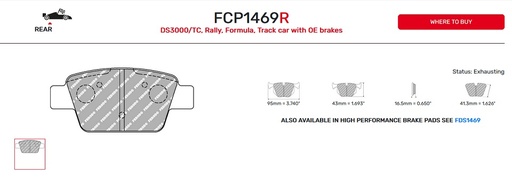 [FCP1469R] FCP1469R - Plaquettes Ferodo DS3000