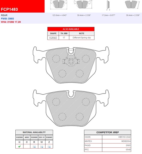[FCP1483W] FCP1483W - Ferodo remblokken DS1.11