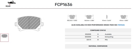 [FCP1636H] FCP1636H - Ferodo remblokken DS2500