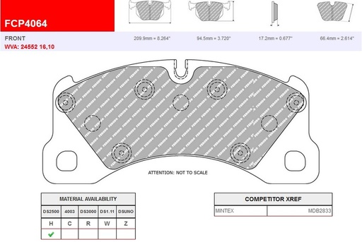 [FCP4064H] FCP4064H - Ferodo brake pads DS2500