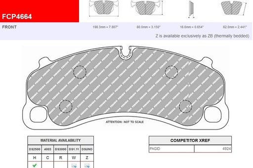 [FCP4664H] FCP4664H - Plaquettes Ferodo DS2500