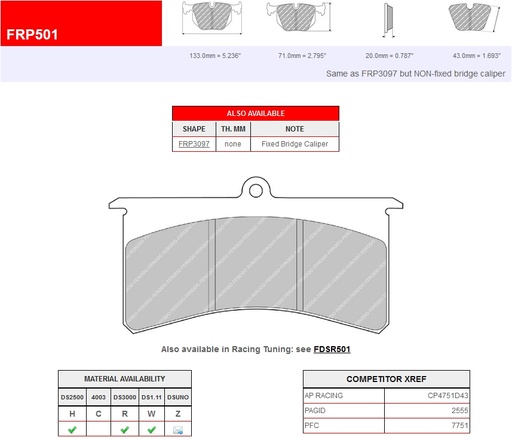 [FRP501W] FRP501W - Ferodo brake pads DS1.11