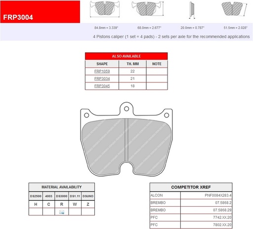 [FRP3004R] FRP3004R - Plaquettes Ferodo DS3000