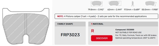[FRP3023R] FRP3023R - Pastillas de freno Ferodo DS3000