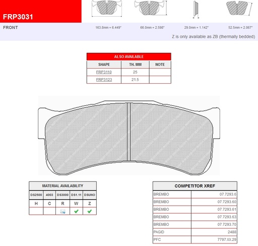 [FRP3031W] FRP3031W - Ferodo brake pads DS1.11