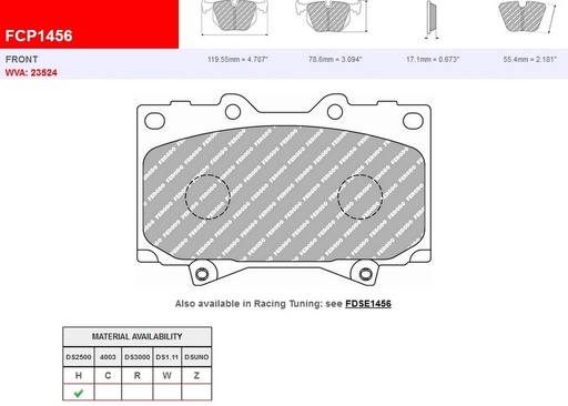 [FCP1456H] FCP1456H - DS2500 Ferodo brake pads