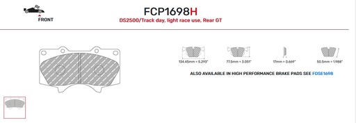 [FCP1698H] FCP1698H - DS2500 Ferodo brake pads