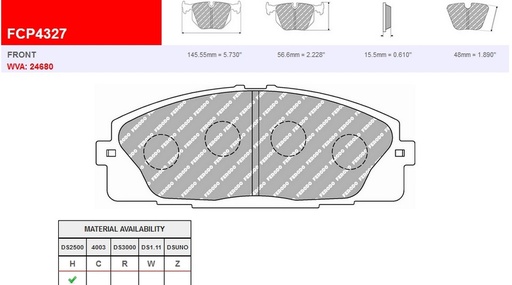 [FCP4327H] FCP4327H - Ferodo brake pads DS2500