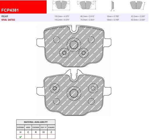 [FCP4381H] FCP4381H - DS2500 Ferodo brake pads